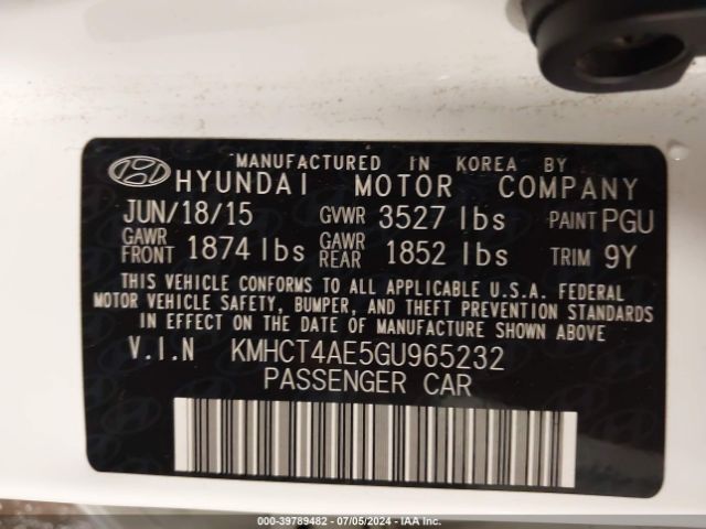 Photo 8 VIN: KMHCT4AE5GU965232 - HYUNDAI ACCENT 