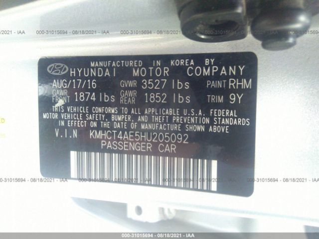 Photo 8 VIN: KMHCT4AE5HU205092 - HYUNDAI ACCENT 