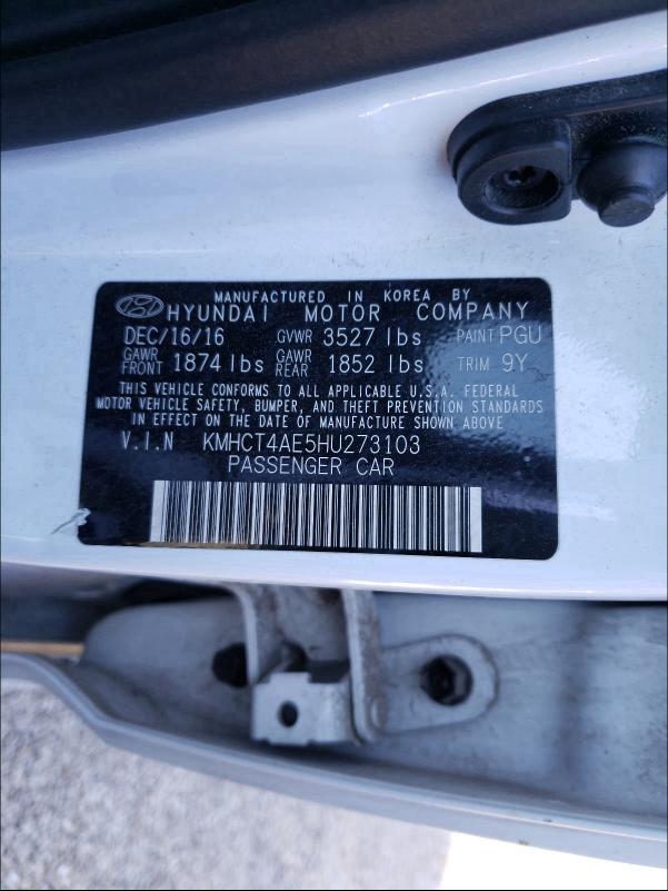 Photo 9 VIN: KMHCT4AE5HU273103 - HYUNDAI ACCENT SE 