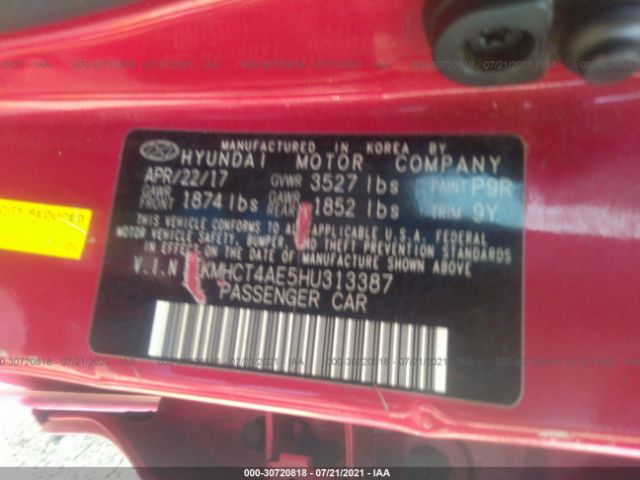 Photo 8 VIN: KMHCT4AE5HU313387 - HYUNDAI ACCENT 