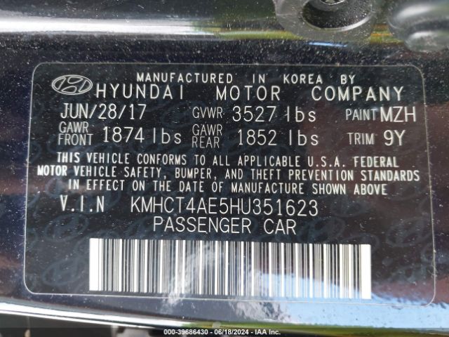 Photo 8 VIN: KMHCT4AE5HU351623 - HYUNDAI ACCENT 