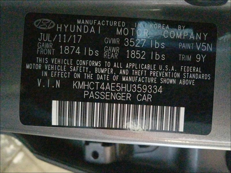 Photo 9 VIN: KMHCT4AE5HU359334 - HYUNDAI ACCENT SE 