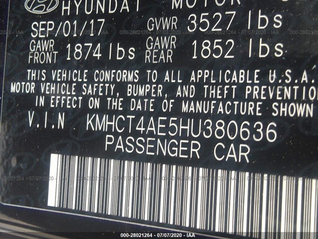 Photo 8 VIN: KMHCT4AE5HU380636 - HYUNDAI ACCENT 