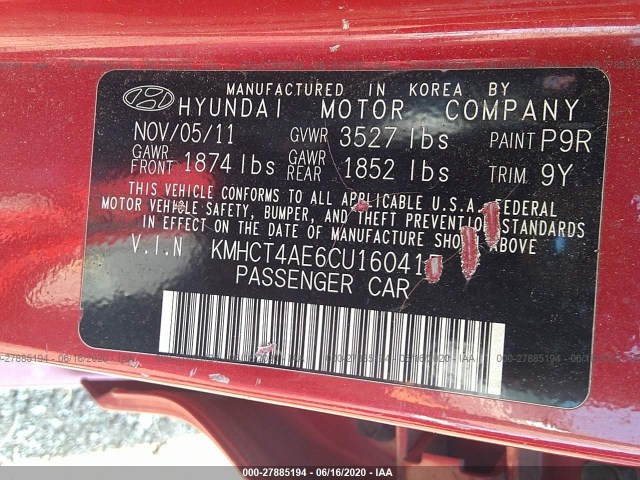 Photo 8 VIN: KMHCT4AE6CU160415 - HYUNDAI ACCENT 