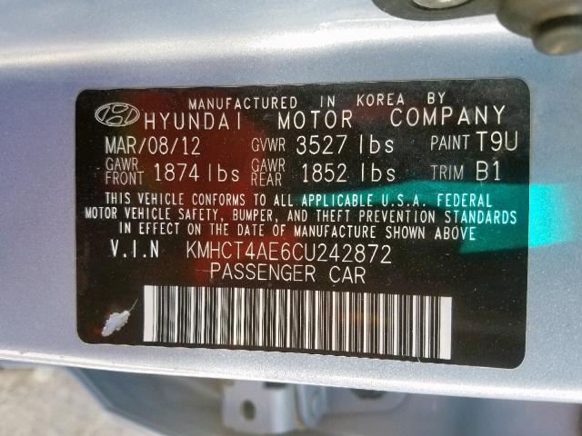 Photo 9 VIN: KMHCT4AE6CU242872 - HYUNDAI ACCENT GLS 