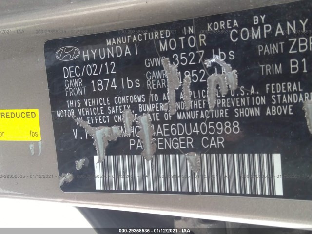 Photo 8 VIN: KMHCT4AE6DU405988 - HYUNDAI ACCENT 