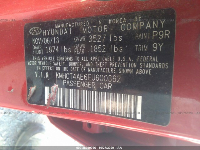 Photo 8 VIN: KMHCT4AE6EU600362 - HYUNDAI ACCENT 