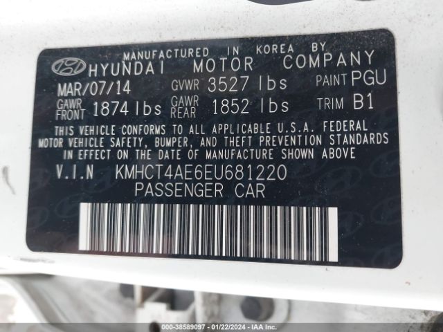 Photo 8 VIN: KMHCT4AE6EU681220 - HYUNDAI ACCENT 