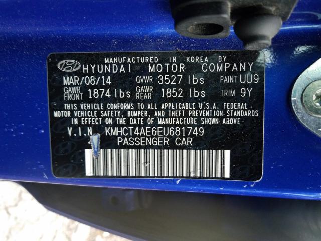 Photo 9 VIN: KMHCT4AE6EU681749 - HYUNDAI ACCENT GLS 