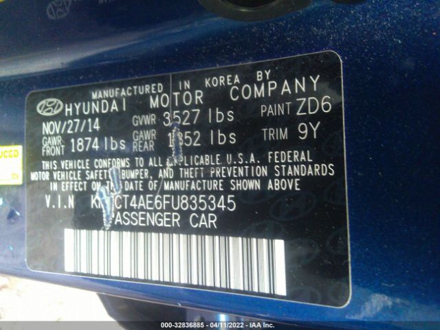 Photo 8 VIN: KMHCT4AE6FU835345 - HYUNDAI ACCENT 