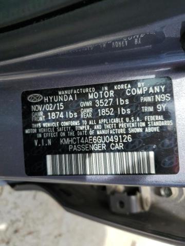 Photo 9 VIN: KMHCT4AE6GU049126 - HYUNDAI ACCENT SE 