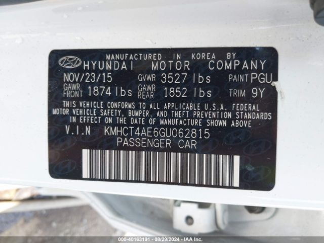 Photo 8 VIN: KMHCT4AE6GU062815 - HYUNDAI ACCENT 