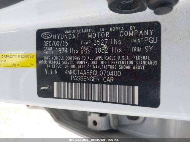 Photo 8 VIN: KMHCT4AE6GU070400 - HYUNDAI ACCENT 