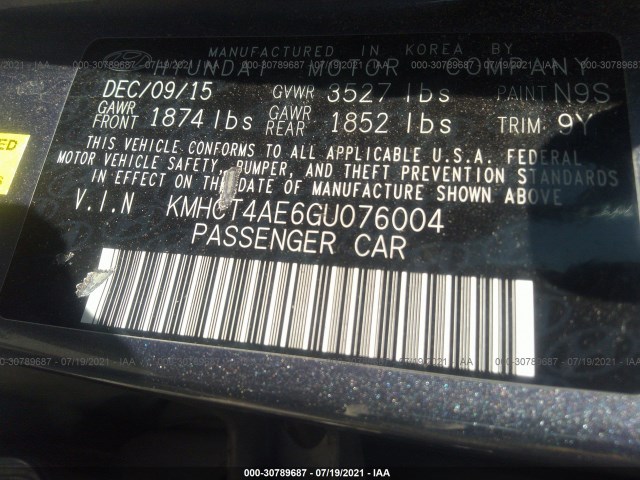 Photo 8 VIN: KMHCT4AE6GU076004 - HYUNDAI ACCENT 