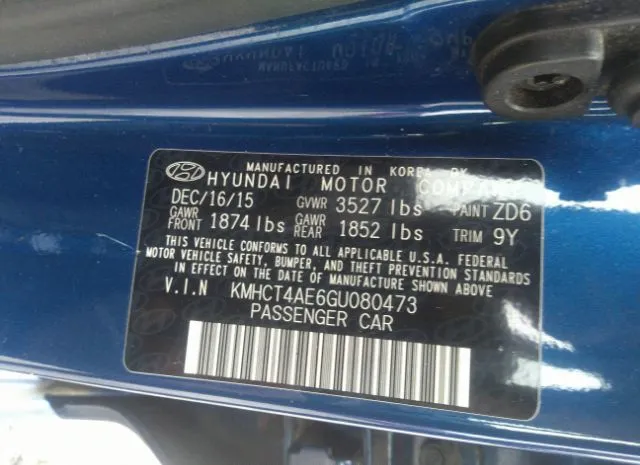 Photo 8 VIN: KMHCT4AE6GU080473 - HYUNDAI ACCENT 