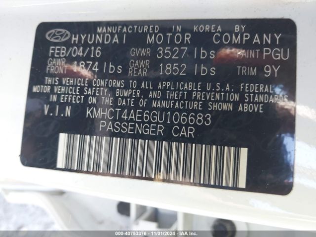 Photo 8 VIN: KMHCT4AE6GU106683 - HYUNDAI ACCENT 