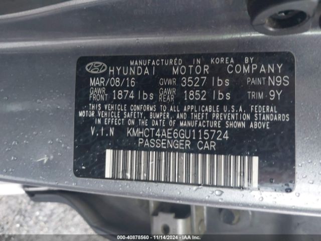 Photo 8 VIN: KMHCT4AE6GU115724 - HYUNDAI ACCENT 