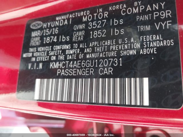 Photo 8 VIN: KMHCT4AE6GU120731 - HYUNDAI ACCENT 