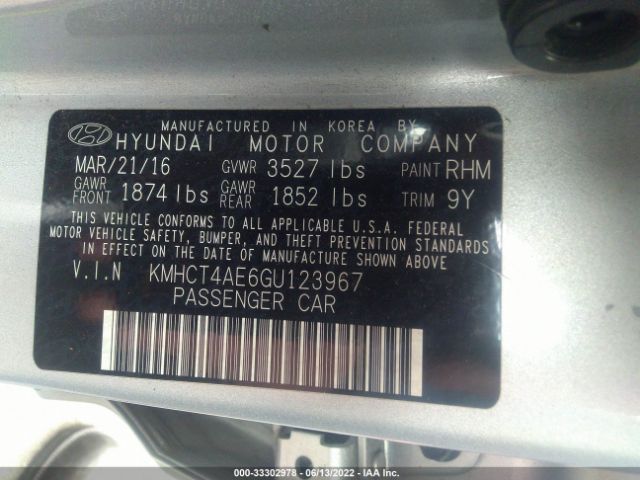 Photo 8 VIN: KMHCT4AE6GU123967 - HYUNDAI ACCENT 