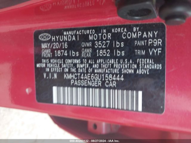 Photo 8 VIN: KMHCT4AE6GU158444 - HYUNDAI ACCENT 