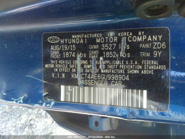 Photo 8 VIN: KMHCT4AE6GU998904 - HYUNDAI ACCENT 