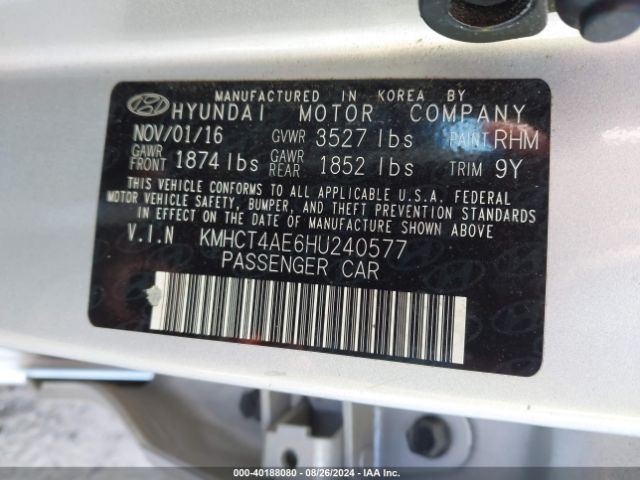 Photo 8 VIN: KMHCT4AE6HU240577 - HYUNDAI ACCENT 