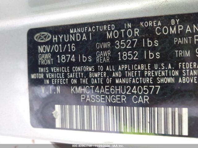 Photo 8 VIN: KMHCT4AE6HU240577 - HYUNDAI ACCENT 