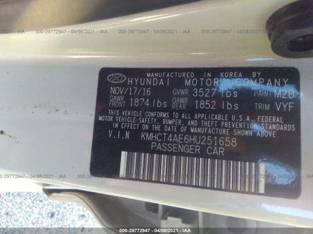 Photo 8 VIN: KMHCT4AE6HU251658 - HYUNDAI ACCENT 