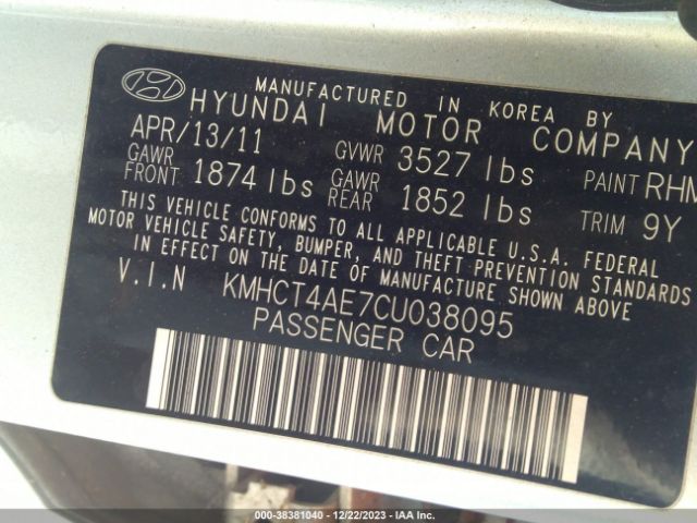 Photo 8 VIN: KMHCT4AE7CU038095 - HYUNDAI ACCENT 