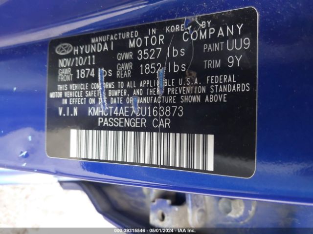 Photo 8 VIN: KMHCT4AE7CU163873 - HYUNDAI ACCENT 