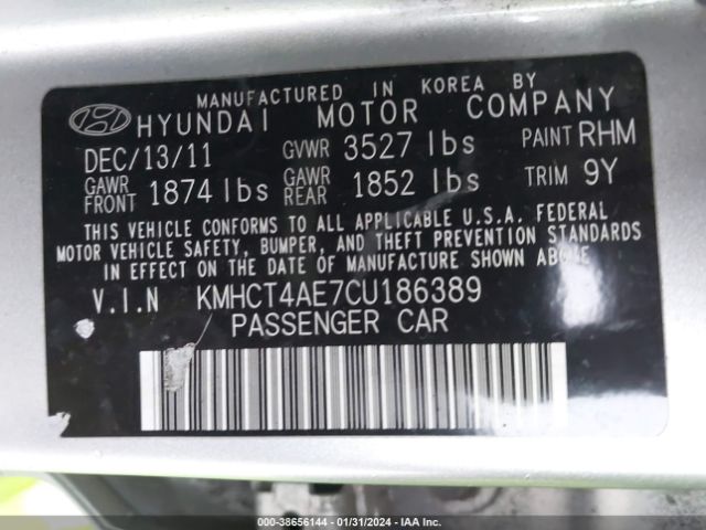 Photo 8 VIN: KMHCT4AE7CU186389 - HYUNDAI ACCENT 