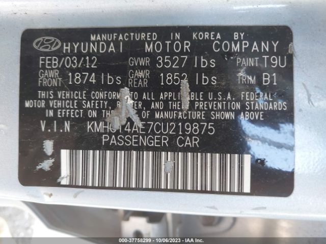 Photo 8 VIN: KMHCT4AE7CU219875 - HYUNDAI ACCENT 