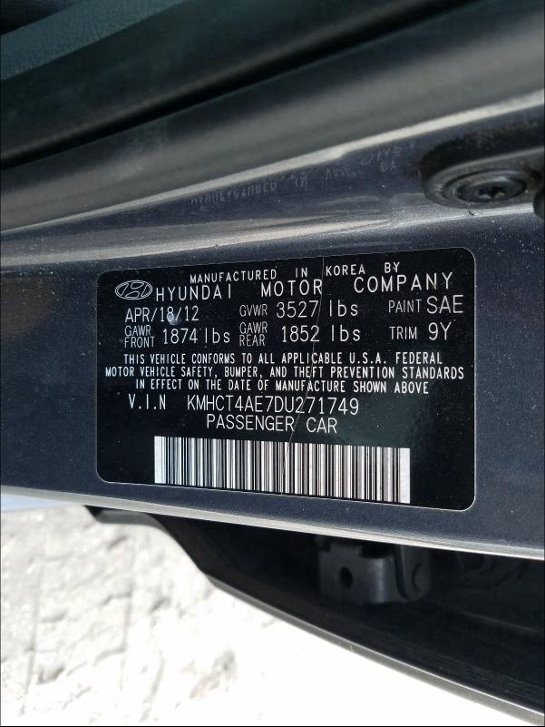 Photo 9 VIN: KMHCT4AE7DU271749 - HYUNDAI ACCENT GLS 