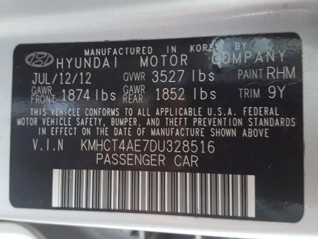 Photo 9 VIN: KMHCT4AE7DU328516 - HYUNDAI ACCENT GLS 