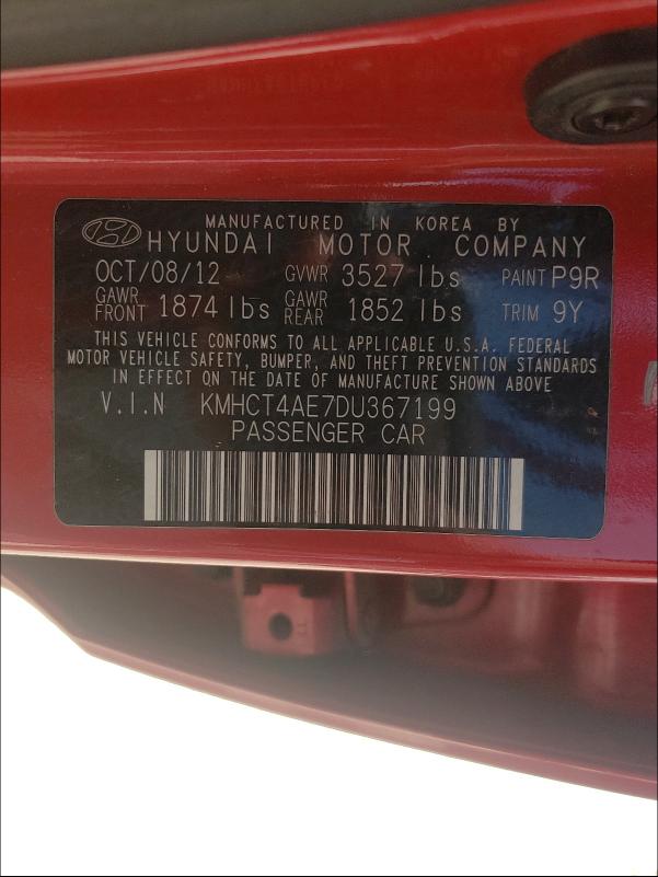 Photo 9 VIN: KMHCT4AE7DU367199 - HYUNDAI ACCENT GLS 