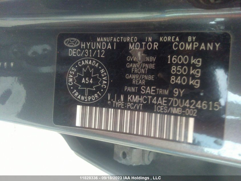 Photo 8 VIN: KMHCT4AE7DU424615 - HYUNDAI ACCENT 