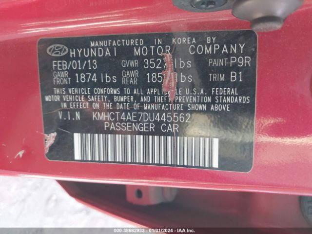 Photo 8 VIN: KMHCT4AE7DU445562 - HYUNDAI ACCENT 