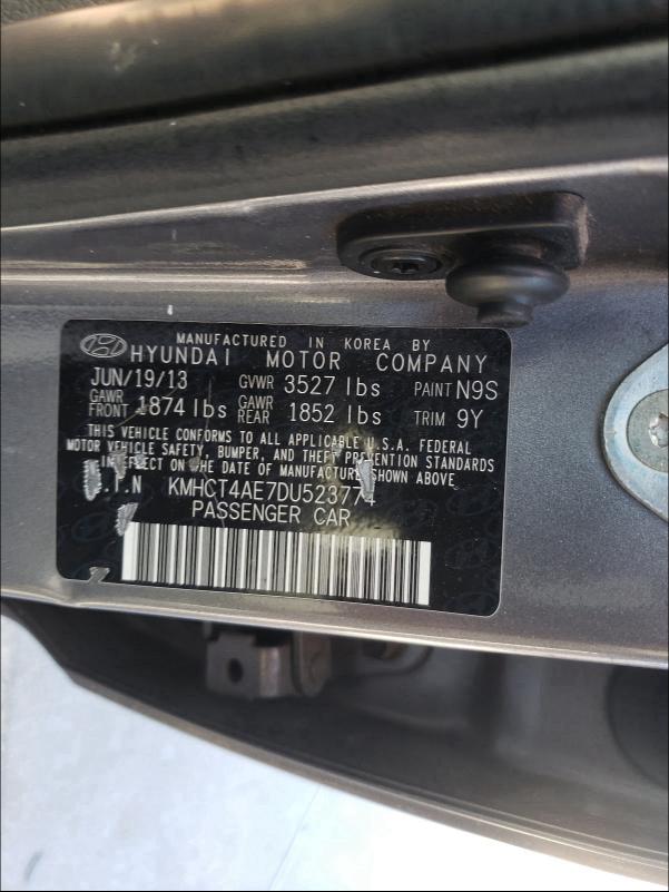 Photo 9 VIN: KMHCT4AE7DU523774 - HYUNDAI ACCENT GLS 