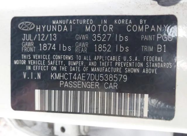 Photo 8 VIN: KMHCT4AE7DU538579 - HYUNDAI ACCENT 