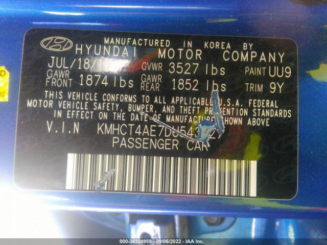 Photo 8 VIN: KMHCT4AE7DU543927 - HYUNDAI ACCENT 