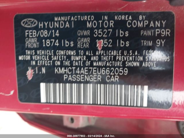 Photo 8 VIN: KMHCT4AE7EU662059 - HYUNDAI ACCENT 