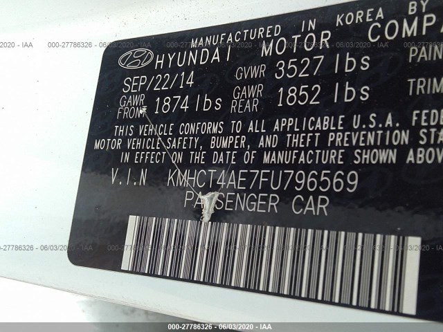 Photo 8 VIN: KMHCT4AE7FU796569 - HYUNDAI ACCENT 