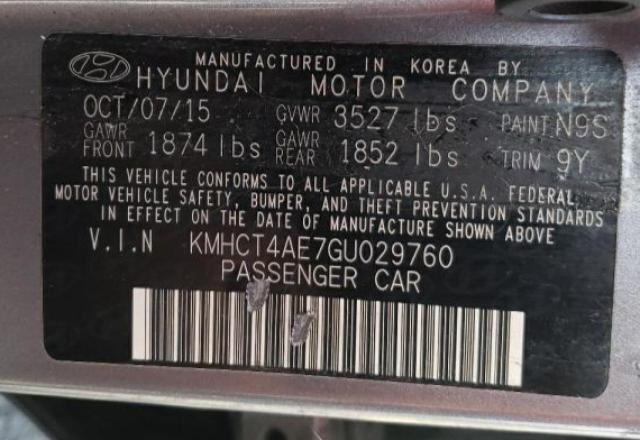 Photo 9 VIN: KMHCT4AE7GU029760 - HYUNDAI ACCENT SE 