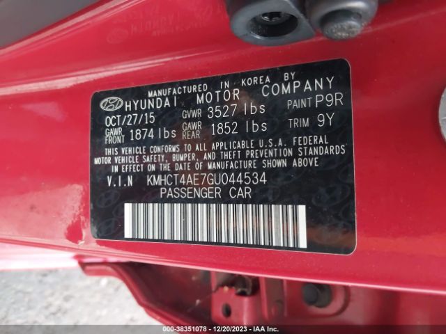 Photo 8 VIN: KMHCT4AE7GU044534 - HYUNDAI ACCENT 