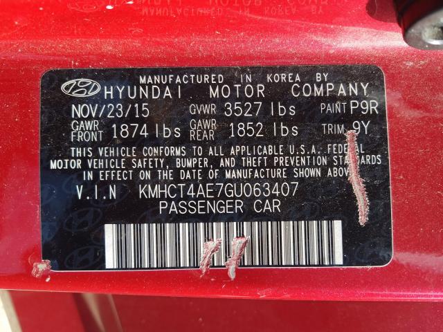 Photo 9 VIN: KMHCT4AE7GU063407 - HYUNDAI ACCENT SE 