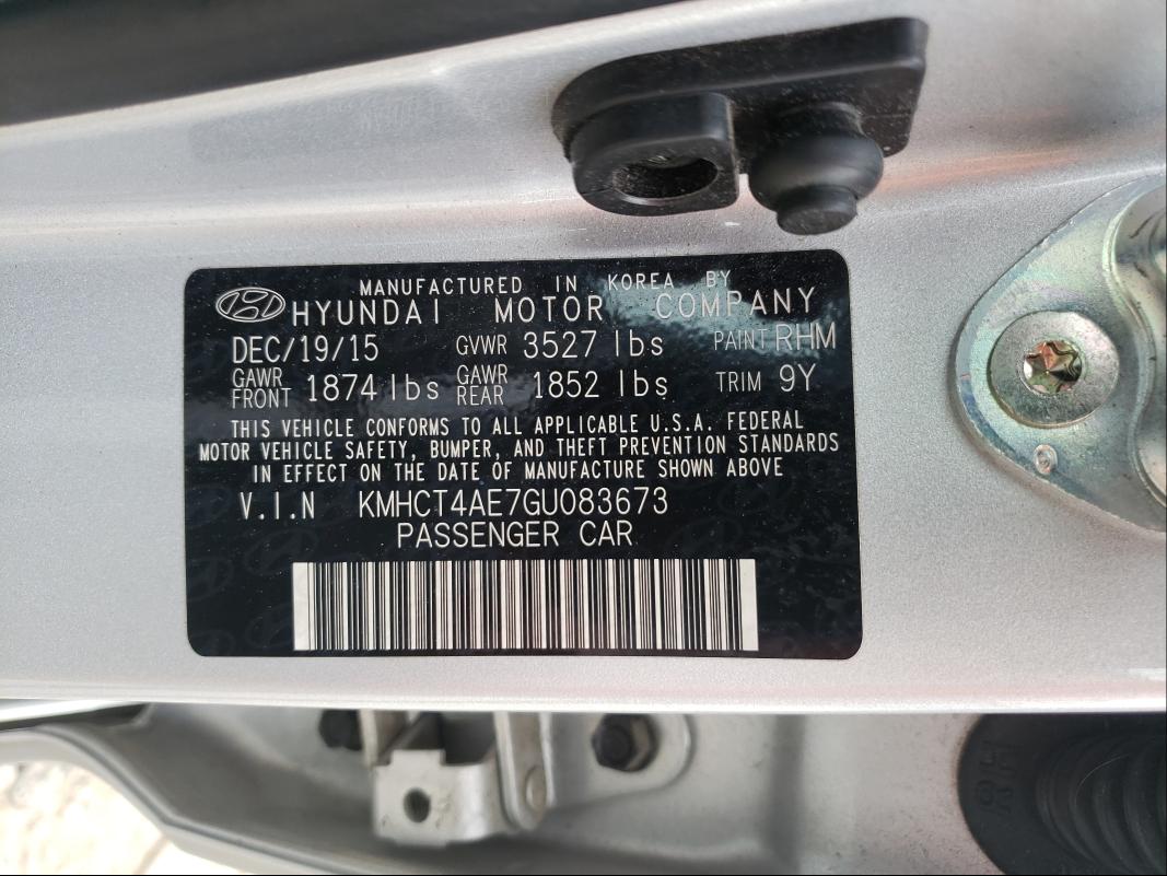 Photo 9 VIN: KMHCT4AE7GU083673 - HYUNDAI ACCENT SE 