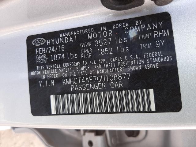 Photo 9 VIN: KMHCT4AE7GU108877 - HYUNDAI ACCENT SE 