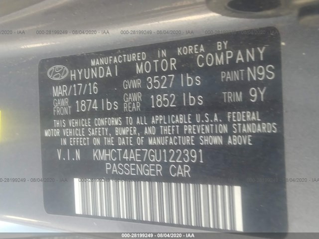 Photo 8 VIN: KMHCT4AE7GU122391 - HYUNDAI ACCENT 