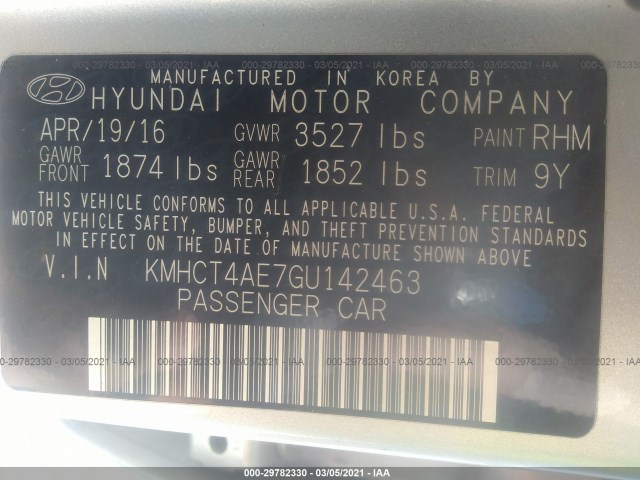 Photo 8 VIN: KMHCT4AE7GU142463 - HYUNDAI ACCENT 