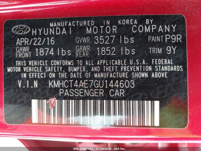 Photo 8 VIN: KMHCT4AE7GU144603 - HYUNDAI ACCENT 